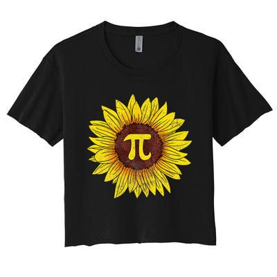 Sunflower Math Nerd Pi Symbol Pi Day Women's Crop Top Tee