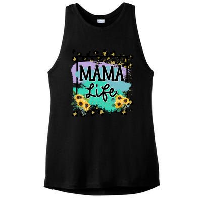 Sunflowers Mom Of , Mom Of Mam Ladies PosiCharge Tri-Blend Wicking Tank