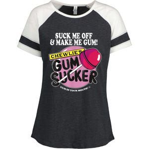 Suck Me Off And Make Me Gum Chewlie’s Gum Sucker Enza Ladies Jersey Colorblock Tee