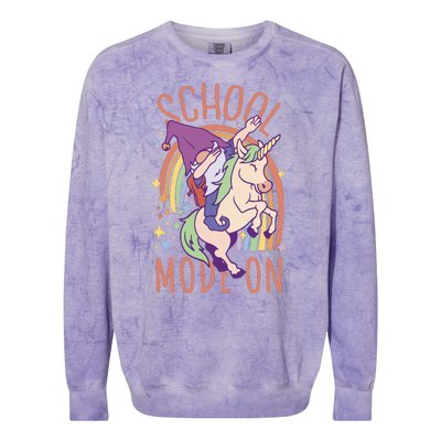 School Mode On Gnome Unicorn Rainbow Dab Colorblast Crewneck Sweatshirt