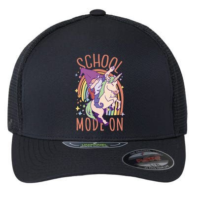 School Mode On Gnome Unicorn Rainbow Dab Flexfit Unipanel Trucker Cap
