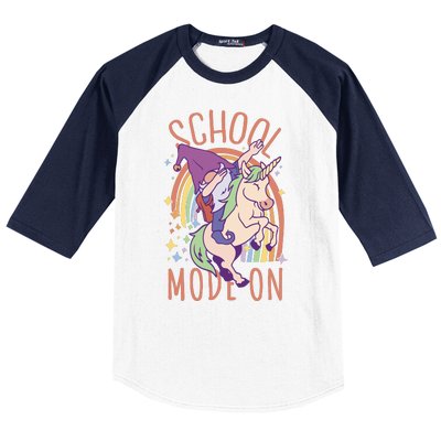 School Mode On Gnome Unicorn Rainbow Dab Baseball Sleeve Shirt