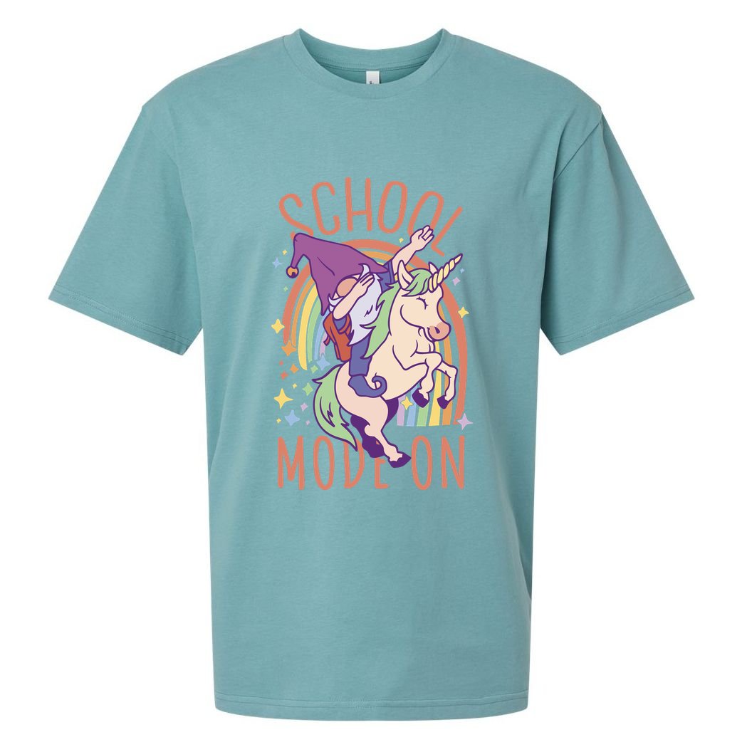 School Mode On Gnome Unicorn Rainbow Dab Sueded Cloud Jersey T-Shirt