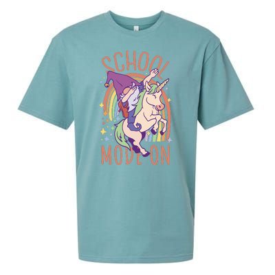 School Mode On Gnome Unicorn Rainbow Dab Sueded Cloud Jersey T-Shirt