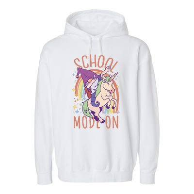 School Mode On Gnome Unicorn Rainbow Dab Garment-Dyed Fleece Hoodie