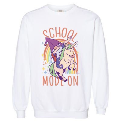 School Mode On Gnome Unicorn Rainbow Dab Garment-Dyed Sweatshirt