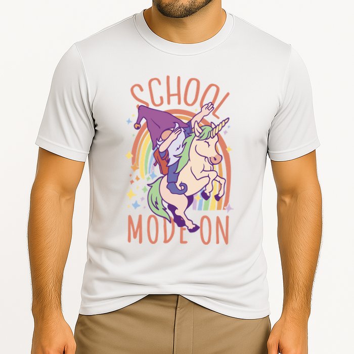 School Mode On Gnome Unicorn Rainbow Dab Performance Shirt
