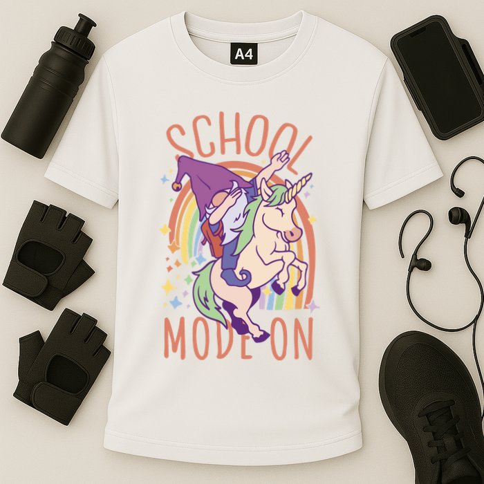 School Mode On Gnome Unicorn Rainbow Dab Performance Shirt