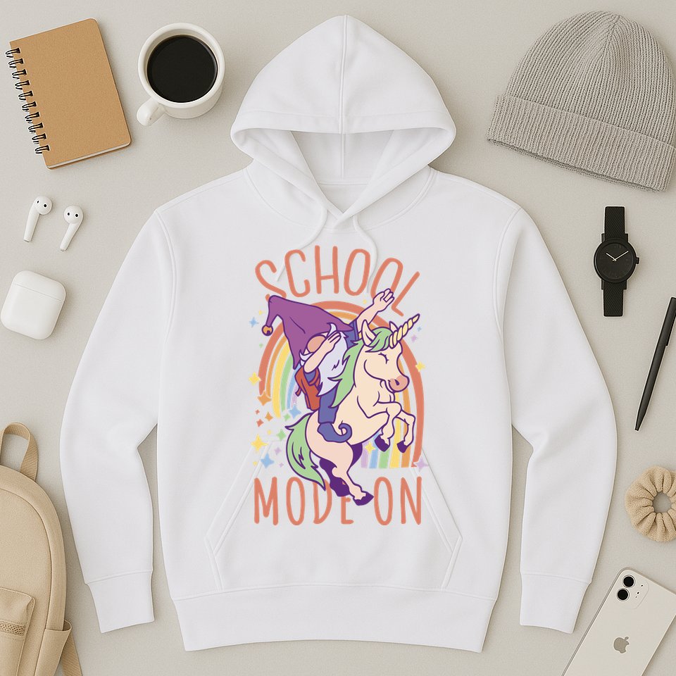 School Mode On Gnome Unicorn Rainbow Dab Hoodie