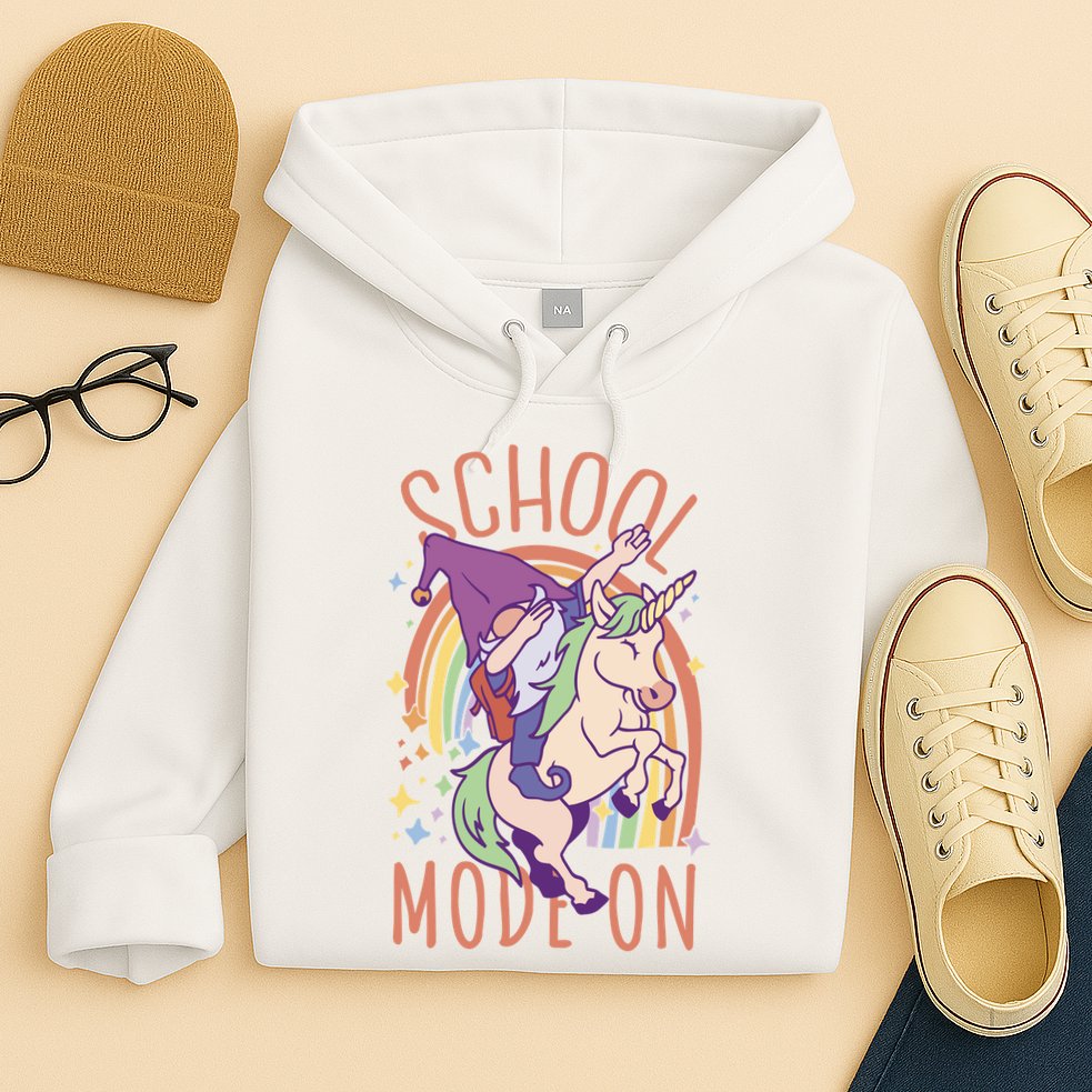School Mode On Gnome Unicorn Rainbow Dab Hoodie