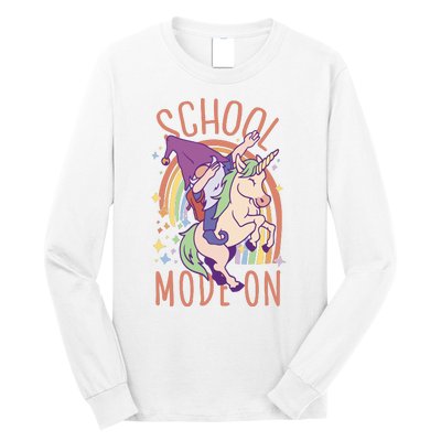 School Mode On Gnome Unicorn Rainbow Dab Long Sleeve Shirt