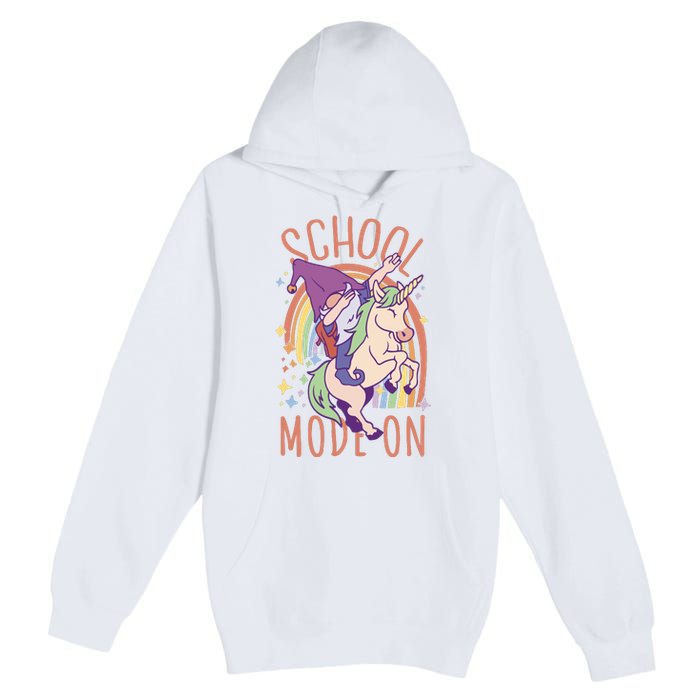 School Mode On Gnome Unicorn Rainbow Dab Premium Pullover Hoodie