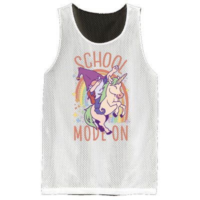 School Mode On Gnome Unicorn Rainbow Dab Mesh Reversible Basketball Jersey Tank