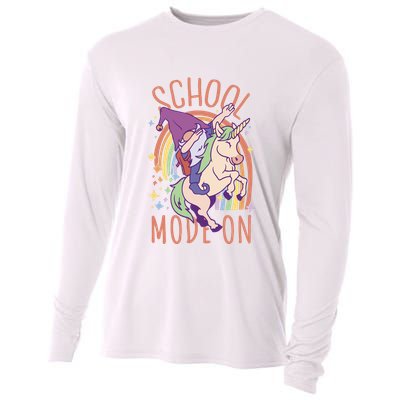 School Mode On Gnome Unicorn Rainbow Dab Cooling Performance Long Sleeve Crew