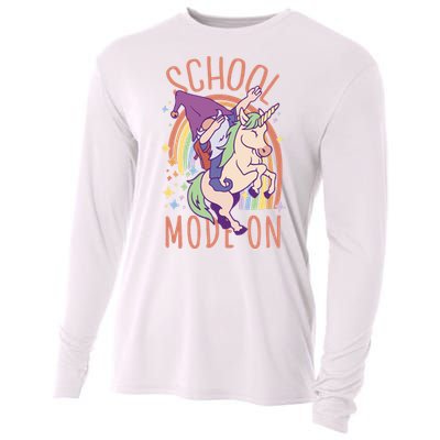 School Mode On Gnome Unicorn Rainbow Dab Cooling Performance Long Sleeve Crew