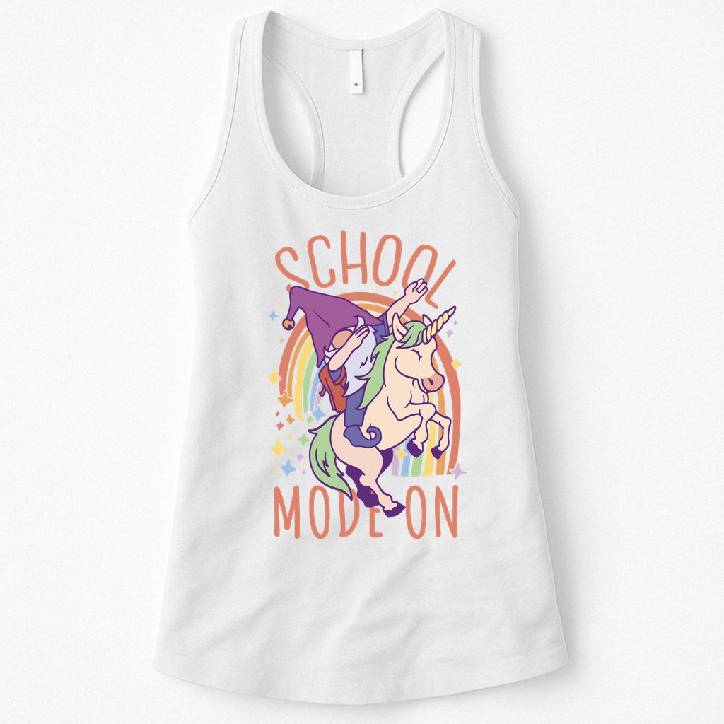 School Mode On Gnome Unicorn Rainbow Dab Womens Tank Top