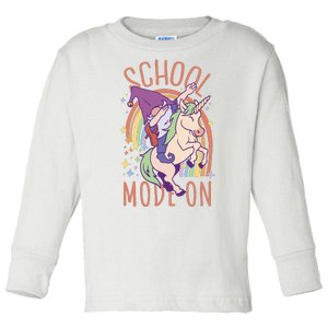 School Mode On Gnome Unicorn Rainbow Dab Toddler Long Sleeve Shirt