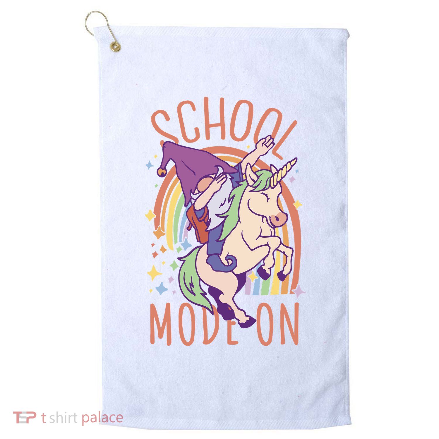 School Mode On Gnome Unicorn Rainbow Dab Golf Towel