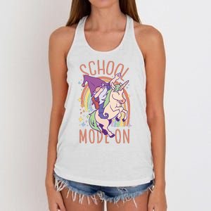 School Mode On Gnome Unicorn Rainbow Dab Women's Knotted Racerback Tank