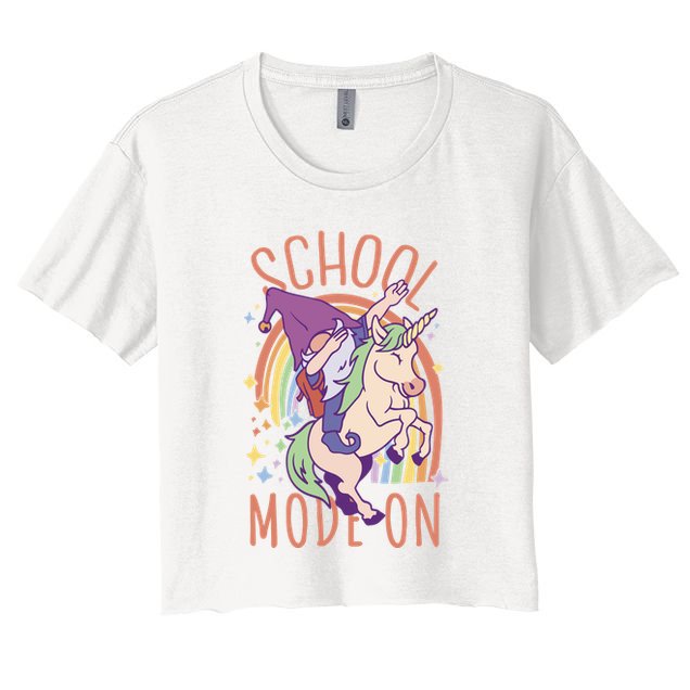 School Mode On Gnome Unicorn Rainbow Dab Crop Top