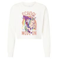 School Mode On Gnome Unicorn Rainbow Dab Cropped Pullover Crew
