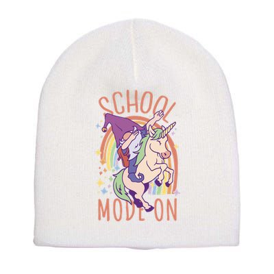 School Mode On Gnome Unicorn Rainbow Dab Short Acrylic Beanie