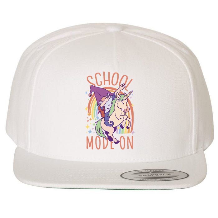 School Mode On Gnome Unicorn Rainbow Dab Wool Snapback Cap