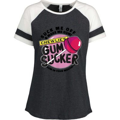 Suck Me Off And Make Me Gum Chewlie’s Gum Sucker Enza Ladies Jersey Colorblock Tee