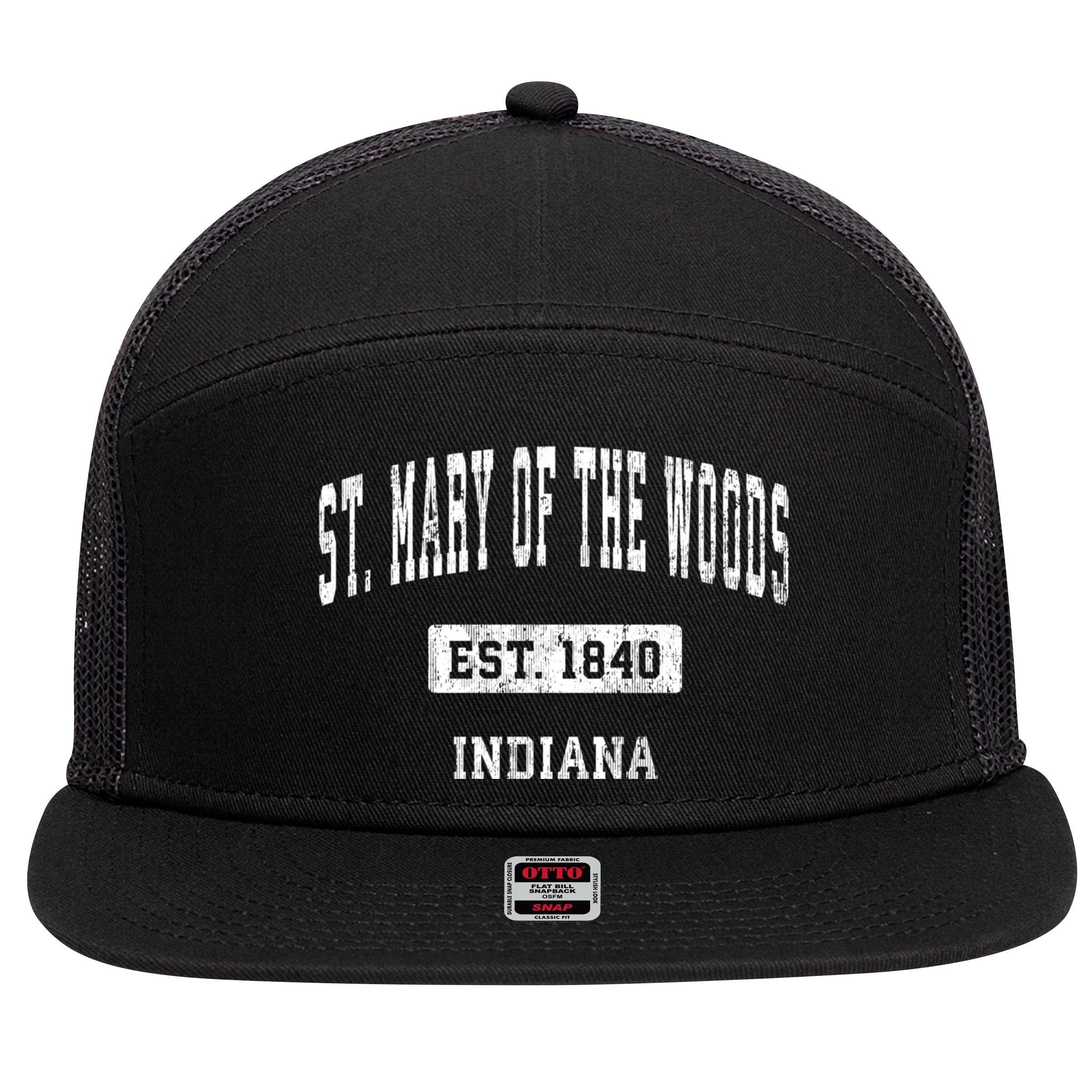 St. Mary Of The Woods Indiana In Vintage Sports Established 7 Panel Mesh Trucker Snapback Hat