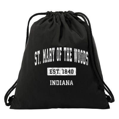 St. Mary Of The Woods Indiana In Vintage Sports Established Drawstring Bag