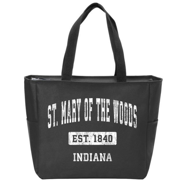 St. Mary Of The Woods Indiana In Vintage Sports Established Zip Tote Bag