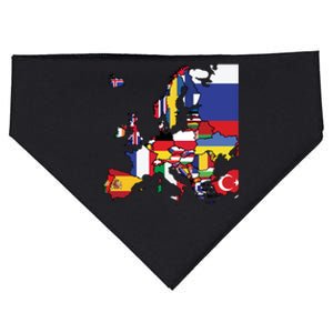 Simple Map Of Europe With Country Flags USA-Made Doggie Bandana