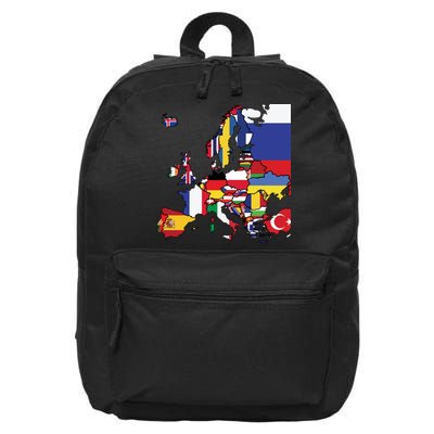 Simple Map Of Europe With Country Flags 16 in Basic Backpack
