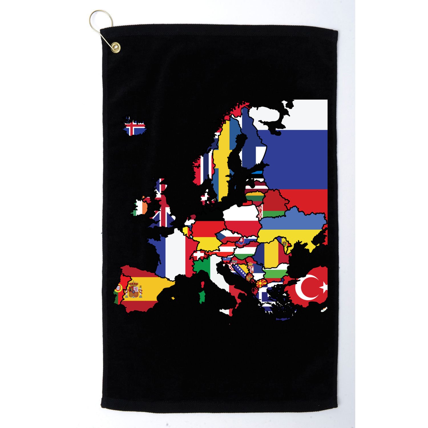 Simple Map Of Europe With Country Flags Golf Towel