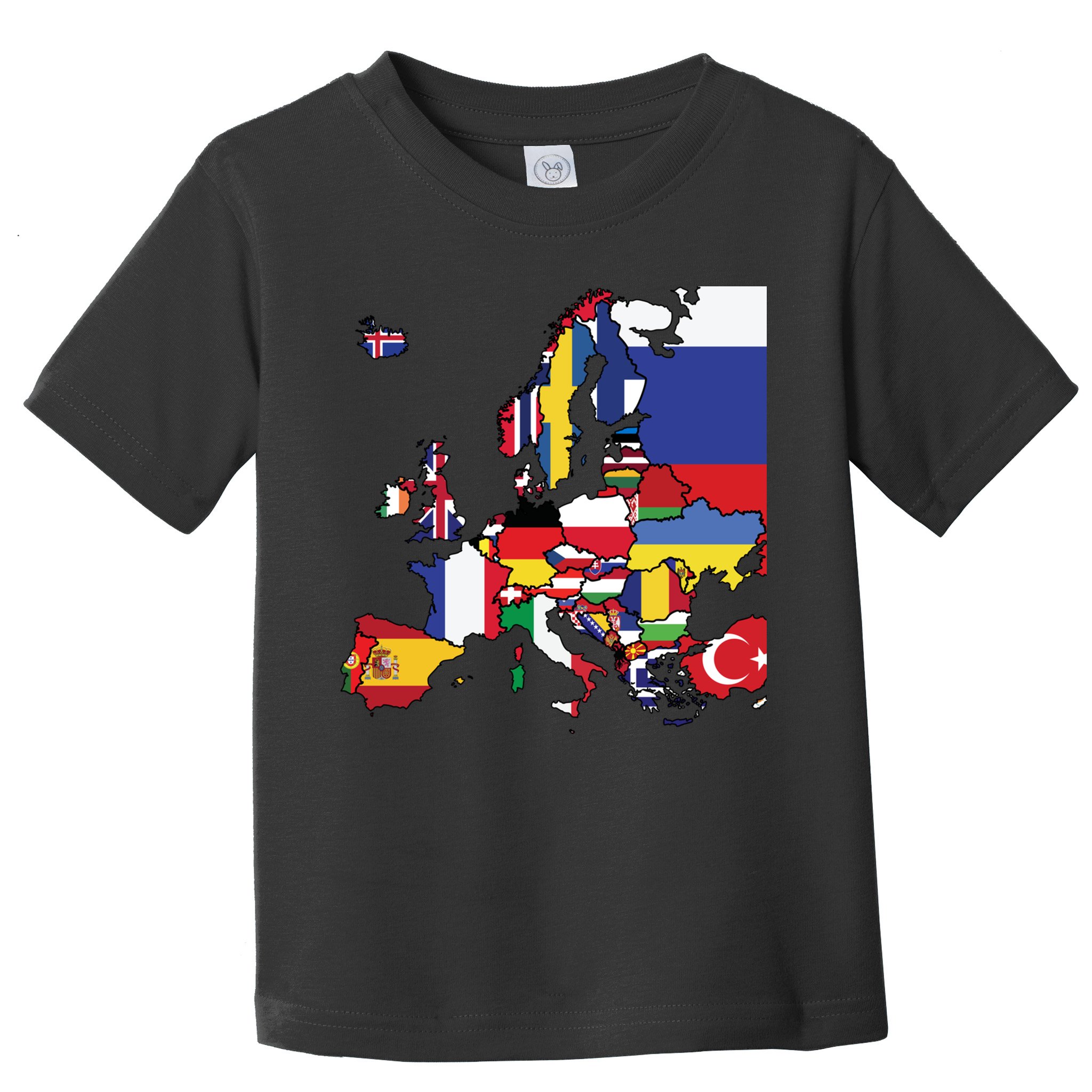 Simple Map Of Europe With Country Flags Toddler T-Shirt