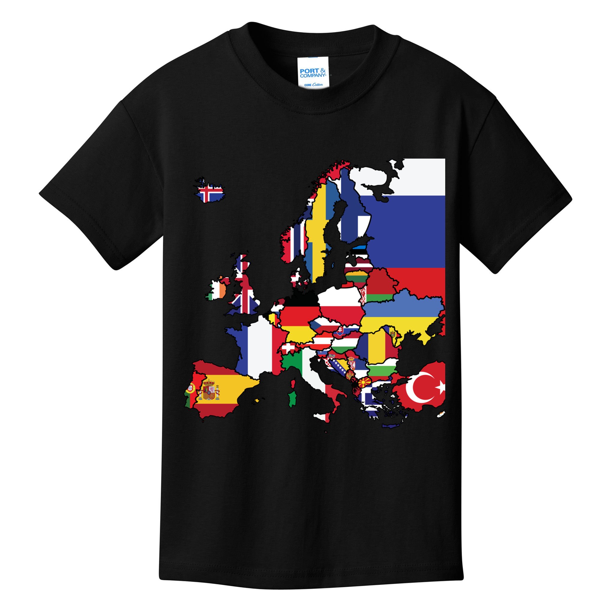 Simple Map Of Europe With Country Flags Kids T-Shirt