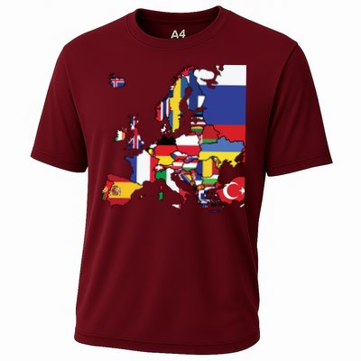 Simple Map Of Europe With Country Flags Cooling Performance Crew T-Shirt