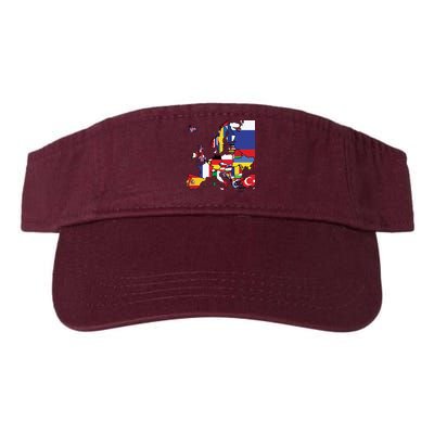 Simple Map Of Europe With Country Flags Visor