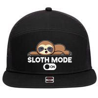 Sloth Mode On Funny Lazy 7 Panel Mesh Trucker Snapback Hat