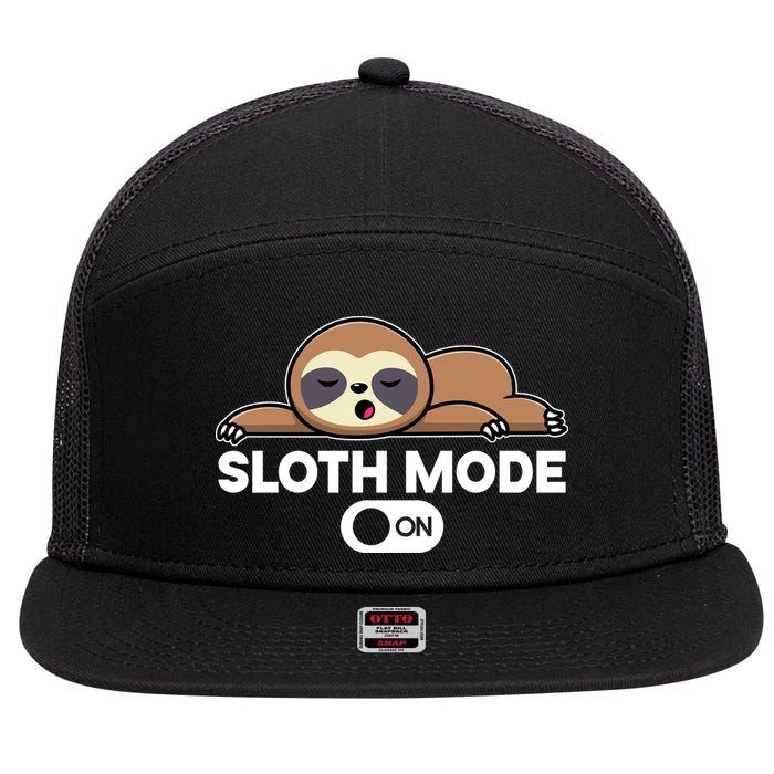 Sloth Mode On Funny Lazy 7 Panel Mesh Trucker Snapback Hat