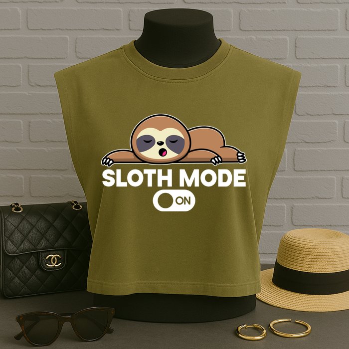 Sloth Mode On Funny Lazy Garment-Dyed Women's Muscle Tee