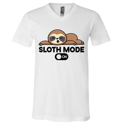 Sloth Mode On Funny Lazy V-Neck T-Shirt