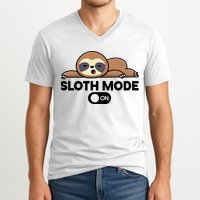 Sloth Mode On Funny Lazy V-Neck T-Shirt