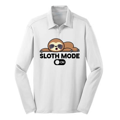 Sloth Mode On Funny Lazy Silk Touch Performance Long Sleeve Polo