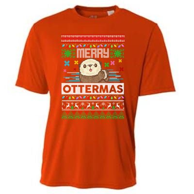 Sloth Merry Ottermas Christmas Ugly Sweater Gift Cooling Performance Crew T-Shirt