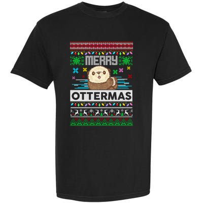 Sloth Merry Ottermas Christmas Ugly Sweater Gift Garment-Dyed Heavyweight T-Shirt