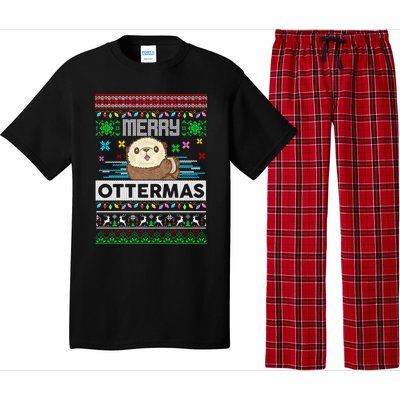 Sloth Merry Ottermas Christmas Ugly Sweater Gift Pajama Set