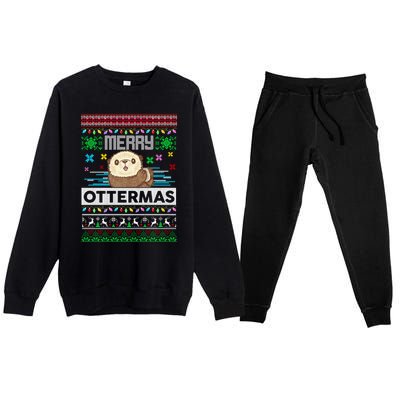 Sloth Merry Ottermas Christmas Ugly Sweater Gift Premium Crewneck Sweatsuit Set