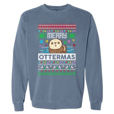 Sloth Merry Ottermas Christmas Ugly Sweater Gift Garment-Dyed Sweatshirt