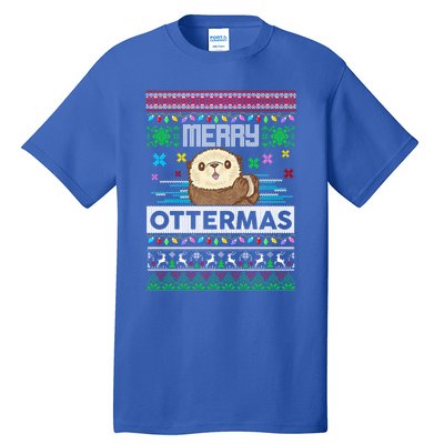 Sloth Merry Ottermas Christmas Ugly Sweater Gift Tall T-Shirt